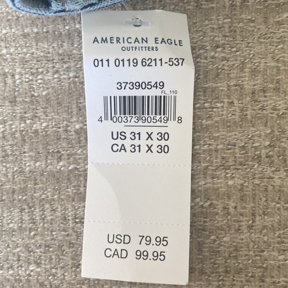 American Eagle AirFlex 360 distressed skinny jeans Size 31/30 NWT. - Picture 9 of 9